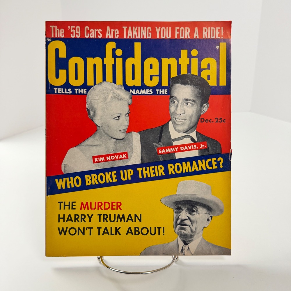 Vintage Confidential Magazine Dec 1958 Kim Novak Sammy Davis Jr Radio TV Ad